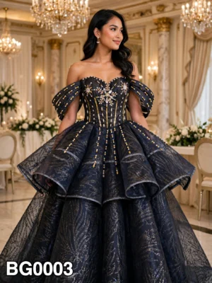 Black off-shoulder ball gown BG0003 - wholesale | Canan Gowns