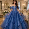 Blue off-shoulder ball gown BG0004 - wholesale | Canan Gowns