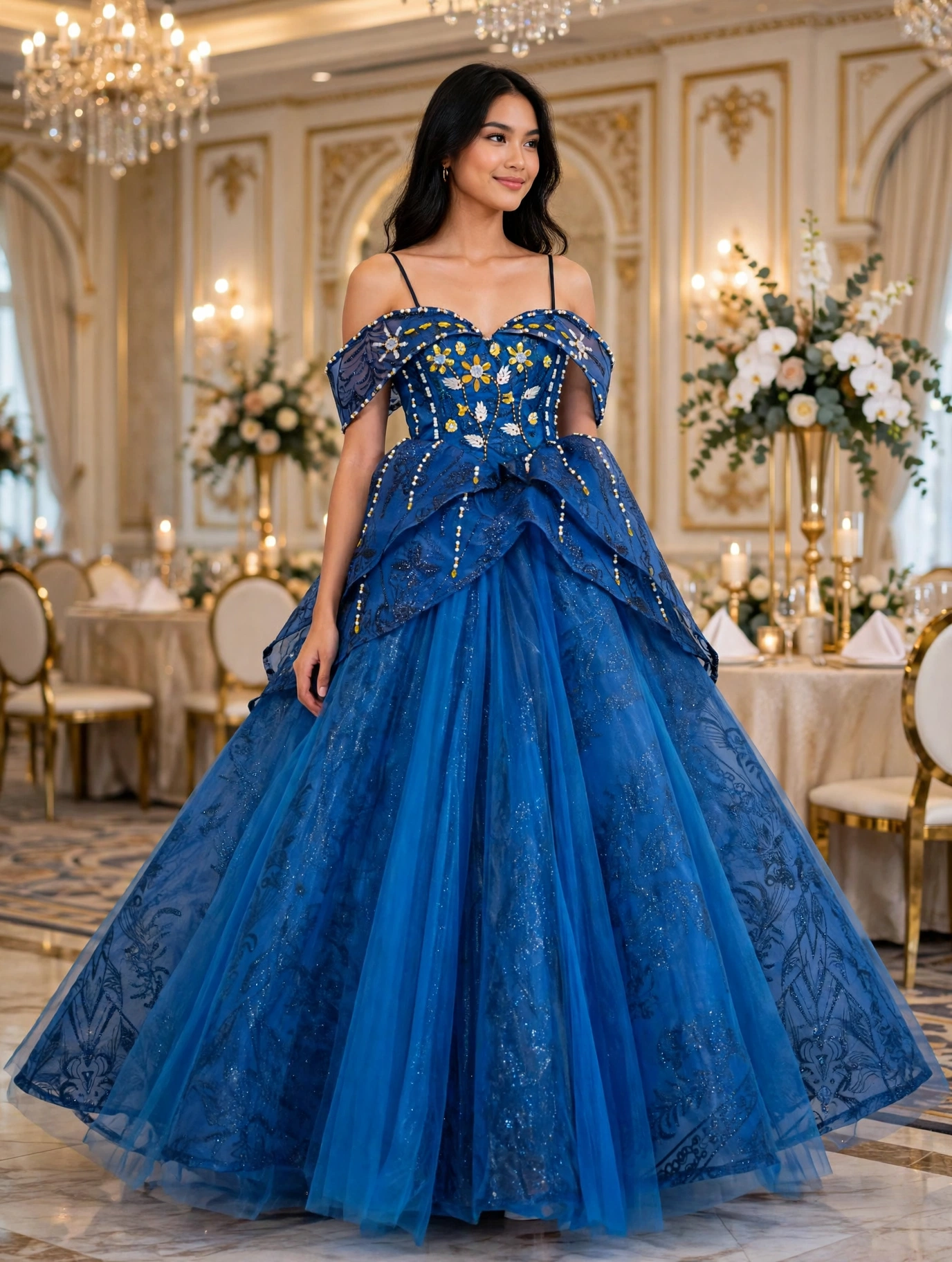 Blue off-shoulder ball gown BG0006 - wholesale | Canan Gowns