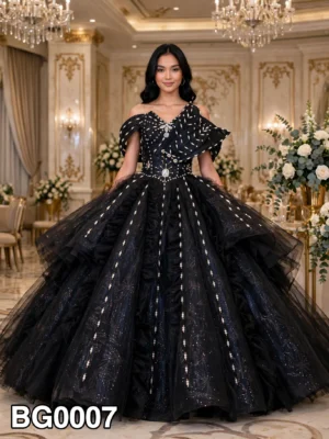 Black off-shoulder ball gown BG0007 - wholesale | Canan Gowns