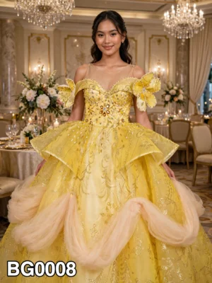 Yellow off-shoulder ball gown BG0008 - wholesale | Canan Gowns