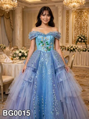 Light blue off-shoulder ball gown BG0015 - wholesale | Canan Gowns