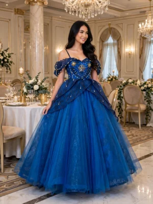 Blue off-shoulder ball gown BG0019 - wholesale | Canan Gowns