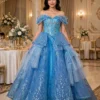 Blue off-shoulder ball gown BG0021 - wholesale | Canan Gowns