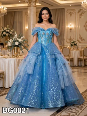 Blue off-shoulder ball gown BG0021 - wholesale | Canan Gowns