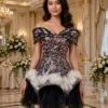Multicolor sequin off-shoulder cocktail dress CT0002 - wholesale | Canan Gowns