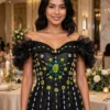 Black sequin off-shoulder cocktail dress CT0007 - wholesale | Canan Gowns
