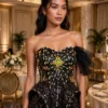Black sequin strapless cocktail dress CT0015 - wholesale | Canan Gowns