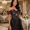 Black sequin off-shoulder cocktail dress CT0023 - wholesale | Canan Gowns