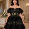 Black beaded off-shoulder cocktail dress CT0029 - wholesale | Canan Gowns