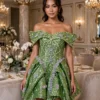 Green sequin off-shoulder cocktail dress CT0030 - wholesale | Canan Gowns