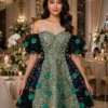 Green sequin off-shoulder cocktail dress CT0034 - wholesale | Canan Gowns