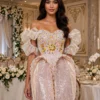Pink sequin off-shoulder cocktail dress CT0043 - wholesale | Canan Gowns