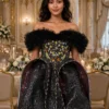 Black sequin off-shoulder cocktail dress CT0045 - wholesale | Canan Gowns