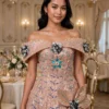 Pink sequin off-shoulder cocktail dress CT0049 - wholesale | Canan Gowns