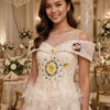 White floral off-shoulder cocktail dress CT0050 - wholesale | Canan Gowns