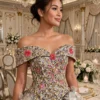 Multicolor sequin floral off-shoulder cocktail dress CT0058 - wholesale | Canan Gowns