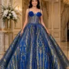 Royal blue ball gown with gold embroidery BG0022 - wholesale | Canan Gowns